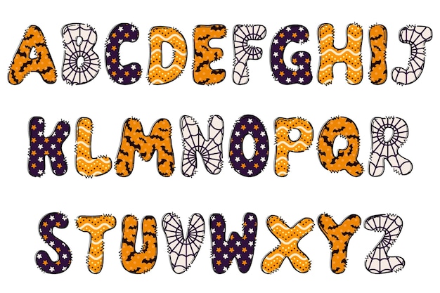 Letras artesanales de truco o trato color diseño tipográfico de arte creativo