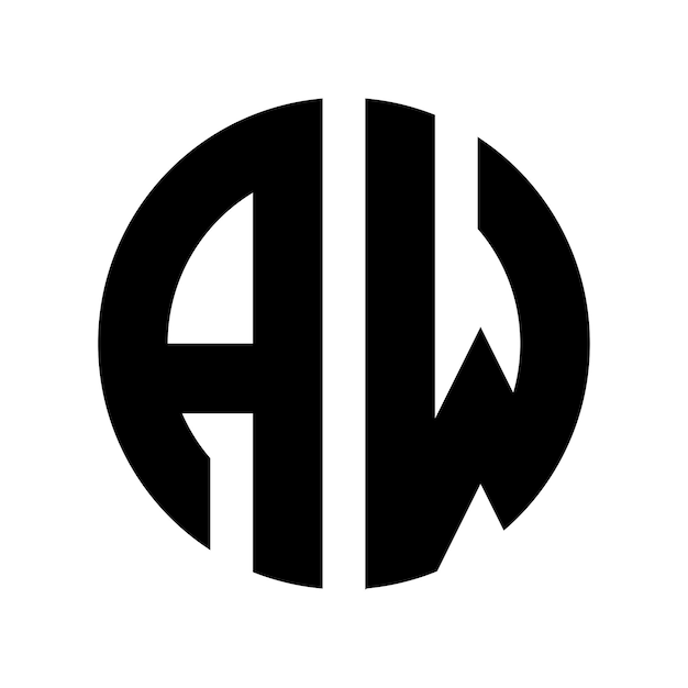 Letras AW en un diseño de logotipo circular