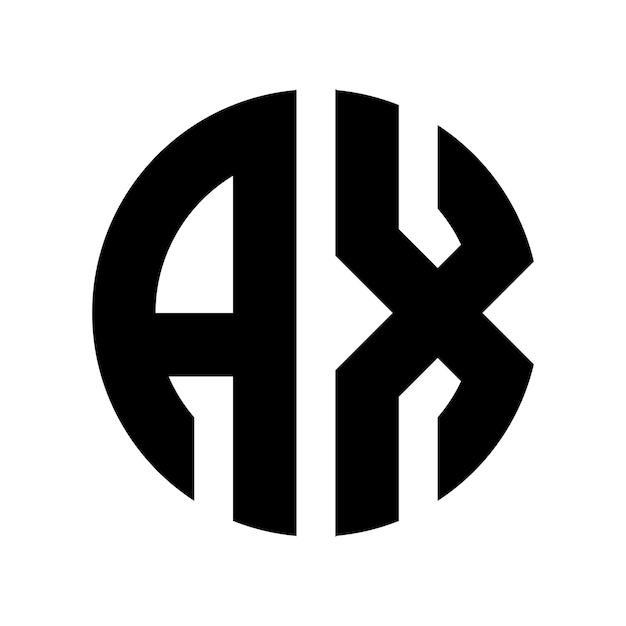 Letras AX en un diseño de logotipo circular