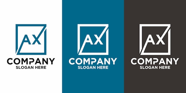 Letras AX con plantilla de vector de diseño cuadrado