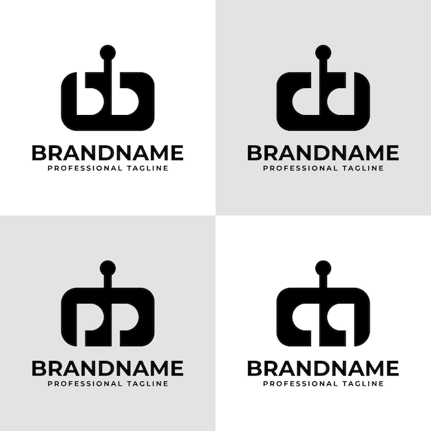 Las letras bb dd pp qq Cabeza de robot Logotipo para negocios relacionados con el robot