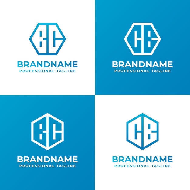 Las letras BC y CB Hexagon Logo Set adecuado para negocios con las iniciales CB o BC