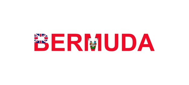 Letras Bermudas en el estilo de la bandera del país Bermudas palabra en el estil de la bandera nacional