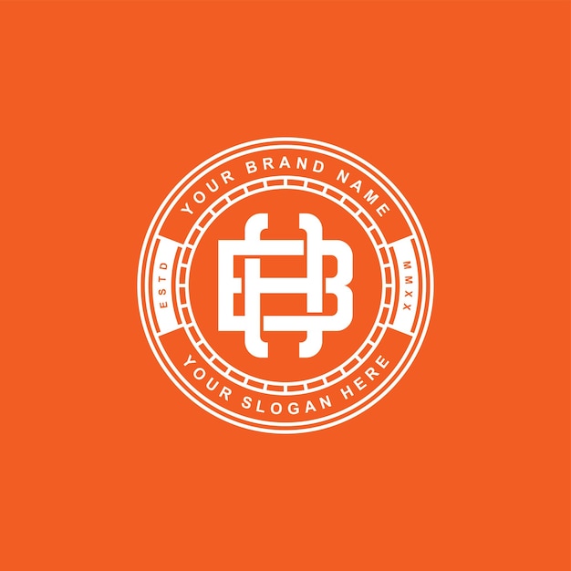 Letras BH o HB monograma plantilla logotipo inicial, diseño de placa para ropa, ropa, marca