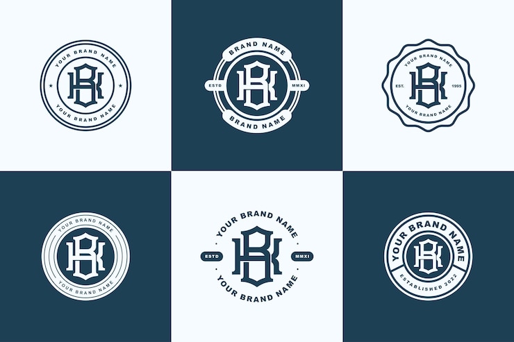 Vector letras bk o kb monograma plantilla logotipo inicial, diseño de placa para ropa, ropa, marca