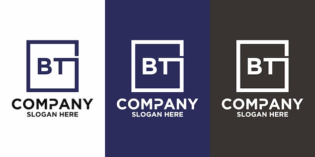 Letras BT con plantilla de vector de diseño cuadrado