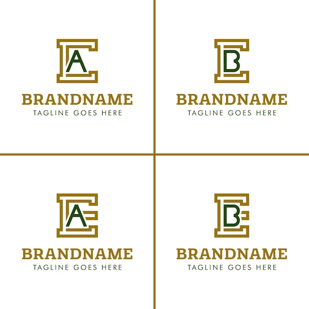 Las letras CA CB EA EB Monograma Logotipo para las iniciales CA AC CB BC EA AE EB BE