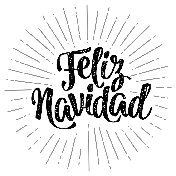 Vector letras de caligrafía de feliz navidad con saludo vector vintage negro ilustración sobre blanco
