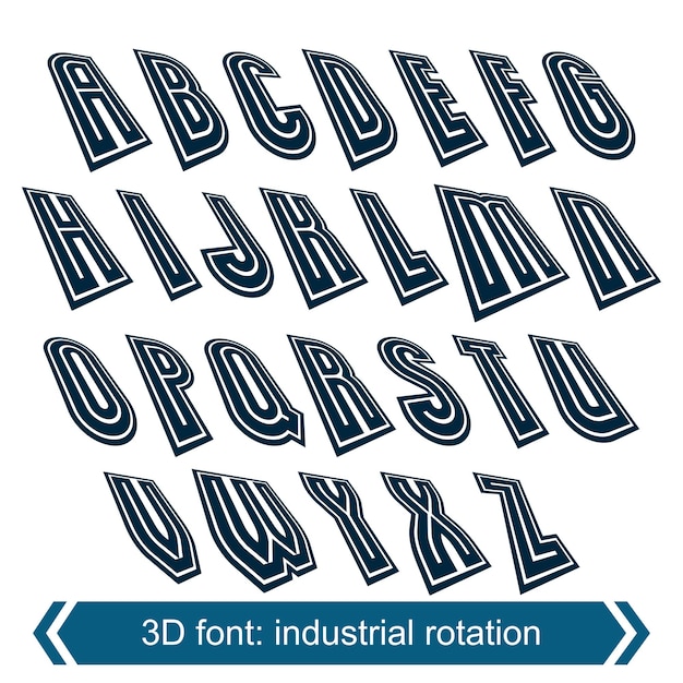 Letras de cambio dimensional con efecto de rotación, caracteres de borrador geométricos creativos.