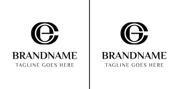 Las letras CE y el logotipo del monograma CG para cualquier empresa o identidad con las iniciales CE EC CG GC