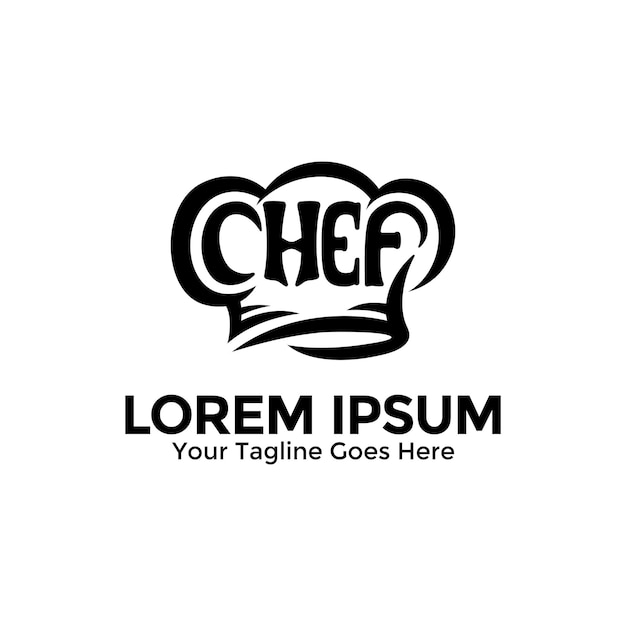 Letras de chef con vector de logotipo de sombrero de chef Plantilla de diseño de logotipo de estilo de boceto de tipografía de chef