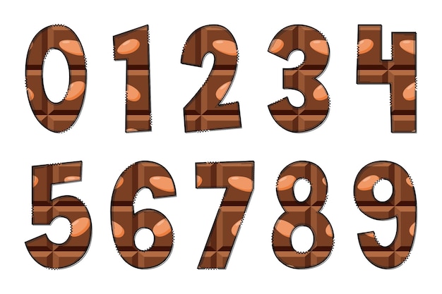 Vector letras de chocolate hechas a mano color arte creativo diseño tipográfico