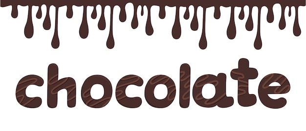 Vector letras de chocolate sobre un fondo blanco con chocolate derretido ilustración vectorial para sitio web