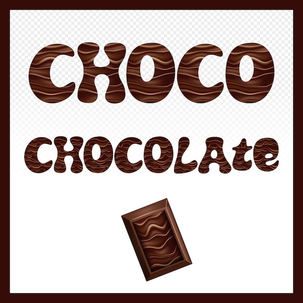 Letras de chocolate de vector libre con barra de caramelo sobre fondo transparente