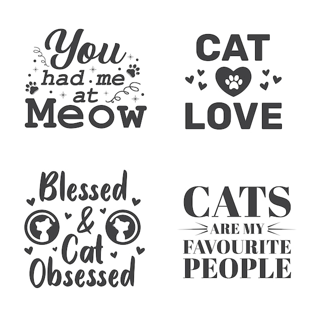 Vector letras de citas de amantes de los gatos