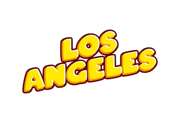 Letras de la ciudad de los ángeles de ee.uu. aisladas en blanco vector de diseño de efecto de texto colorido texto o inscripciones en inglés el diseño moderno y creativo tiene colores rojo naranja amarillo