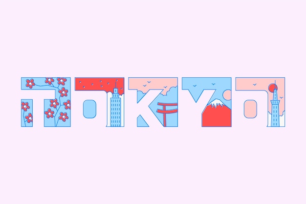 Vector letras de la ciudad con concepto de tokio