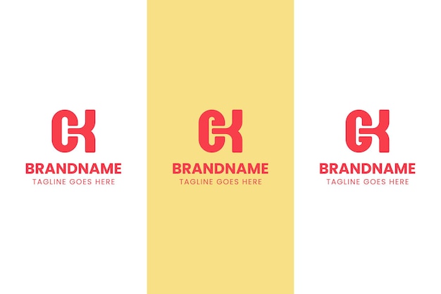 Letras CK EK GK Monograma Logotipo Conjunto para negocios con las iniciales CK KC EK KE GK KG