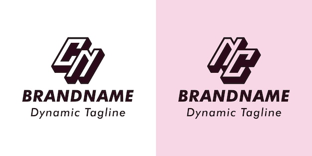 Las letras CN y el logotipo del monograma 3D NC son adecuados para negocios con las iniciales CN o NC