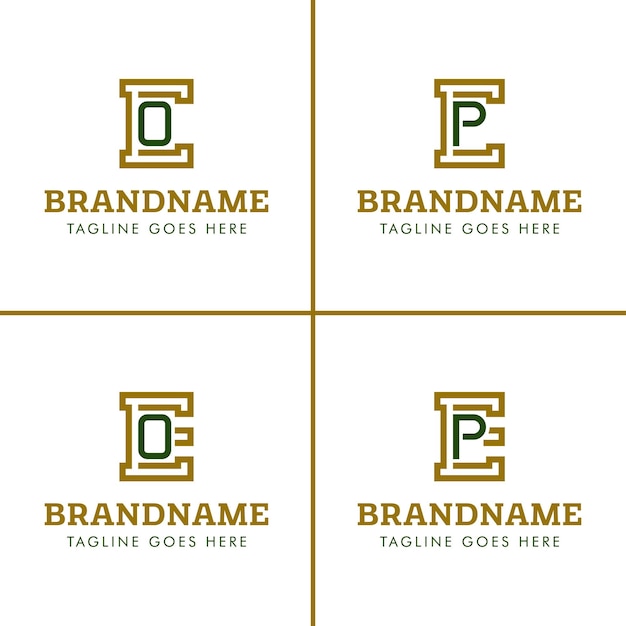 Las letras CO CP EO EP Monograma Logotipo Conjunto para las iniciales CO OC CP PC EO OE EP PE