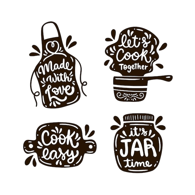 Vector letras de cocina dibujadas a mano