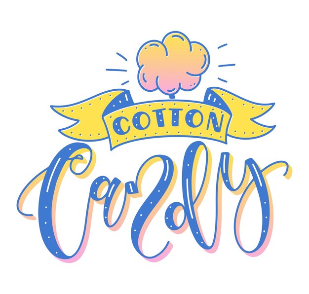 Letras de color Cotton Candy con doodle dulce y cinta