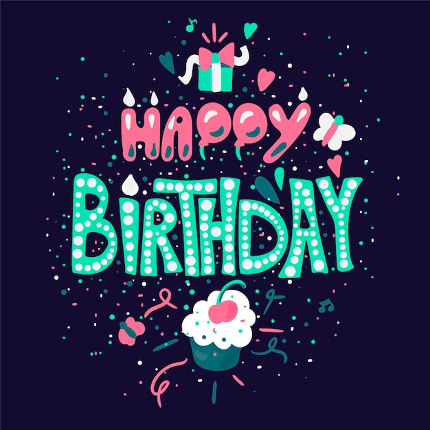 Vector letras de color dibujadas a mano de feliz cumpleaños