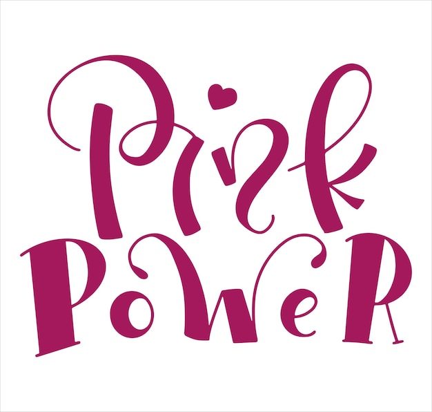 Letras de color rosa poder aislado sobre fondo blanco.