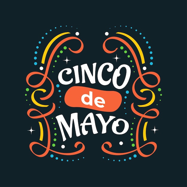 Las letras coloridas del cinco de mayo se pueden usar para carteles y tarjetas de felicitación