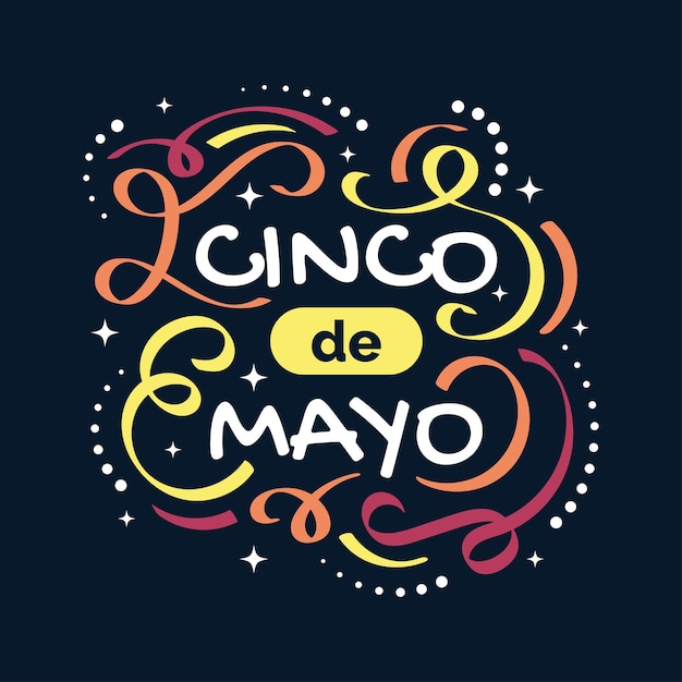 Las letras coloridas del Cinco de Mayo se pueden usar para carteles y tarjetas de felicitación