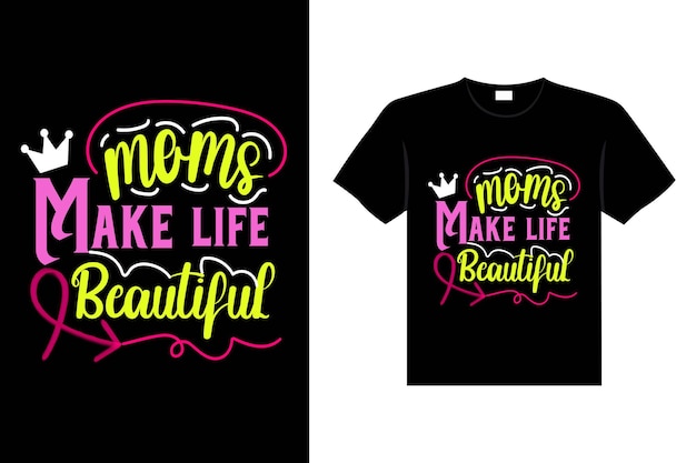 Letras coloridas cita del día de la madre Feliz mamá camisa vector tipografía mamá lovestshirt diseño