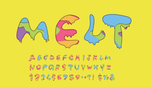 Vector letras coloridas con efecto de texto derretido