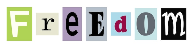 Letras coloridas que escriben libertad