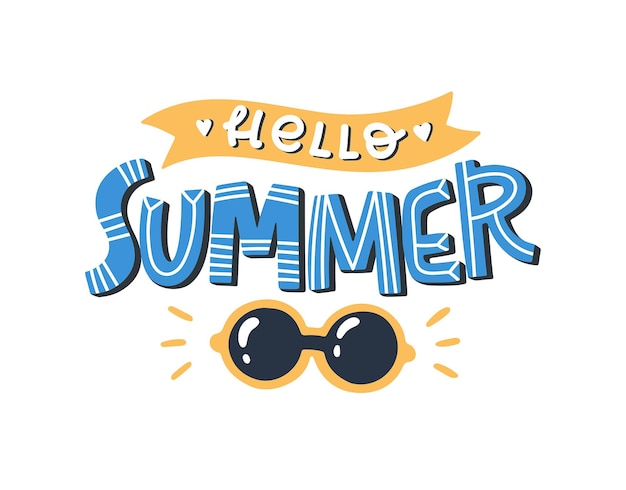 Letras coloridas de verano en estilo moderno. Hola Verano