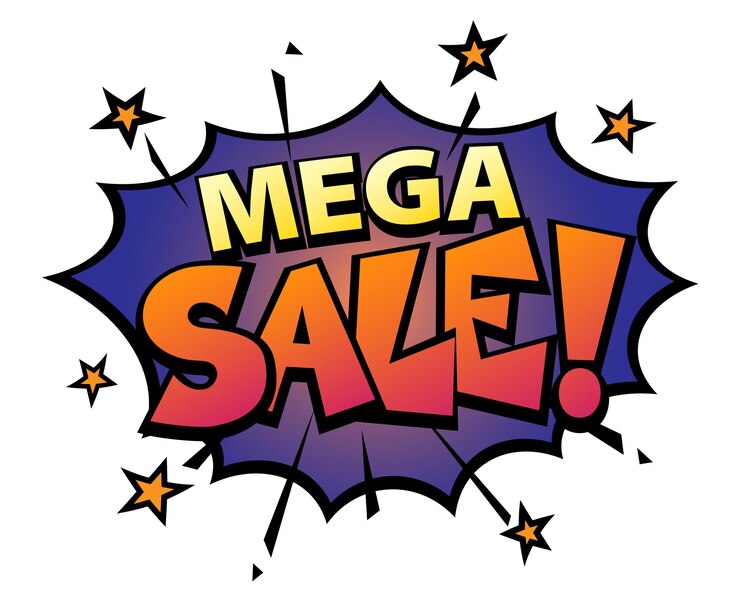 Vector letras cómicas mega venta bocadillo de diálogo cómico con texto emocional mega venta ilustración vectorial