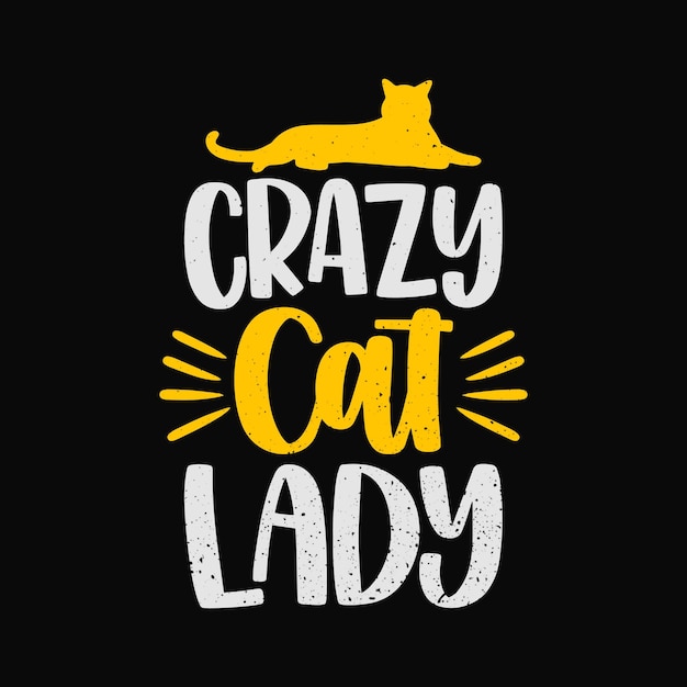 Letras de Crazy Cat Lady para camiseta