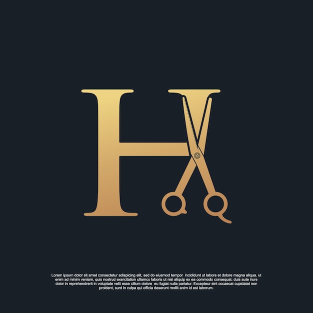 Letras creativas h con combinación de tijeras simples vector premium