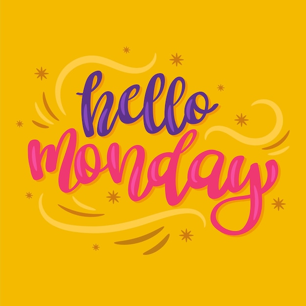 Vector letras creativas de hola lunes