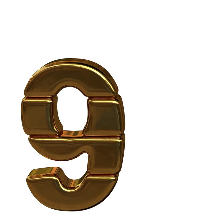 Vector letras de cuatro bloques horizontales número 9