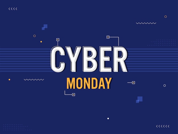 Letras de cyber monday sobre fondo azul para diseño de carteles publicitarios