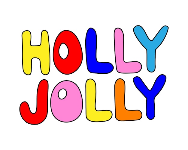 Letras decorativas navideñas de Holly Jolly Crazy Christmas party vibes 1970