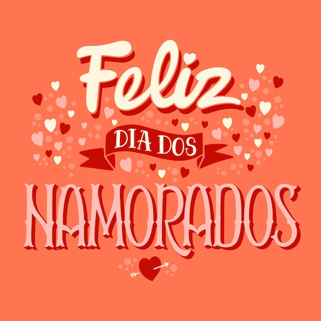 Vector letras de dia dos namorados dibujadas a mano