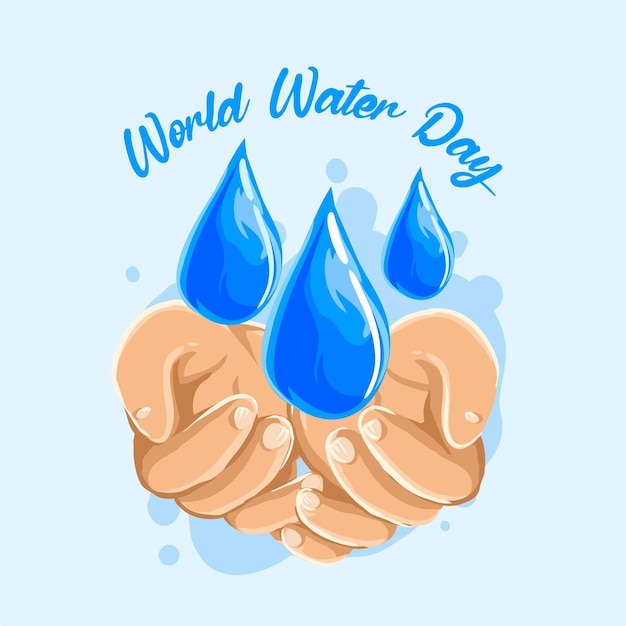 Vector letras del día mundial del agua con color azul