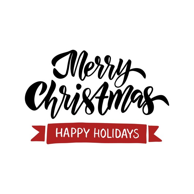Letras dibujadas mano feliz Navidad