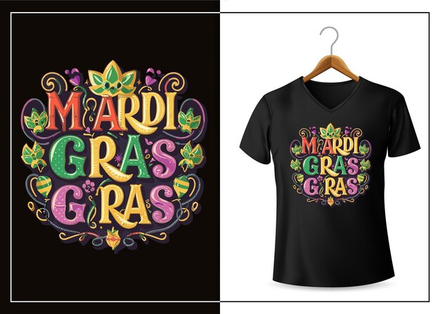 Letras dibujadas a mano para la fiesta de carnaval y la ilustración de texto de mardi gras