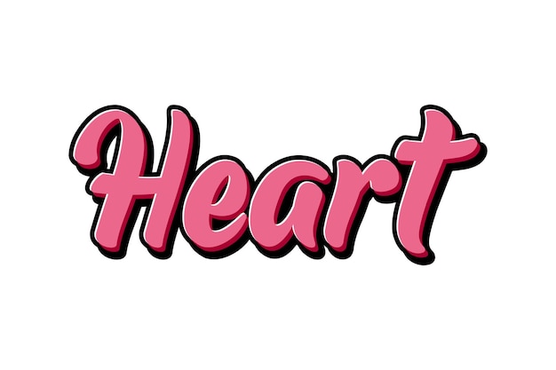 Letras dibujadas a mano de la palabra Corazón Efecto de texto de caligrafía vectorial