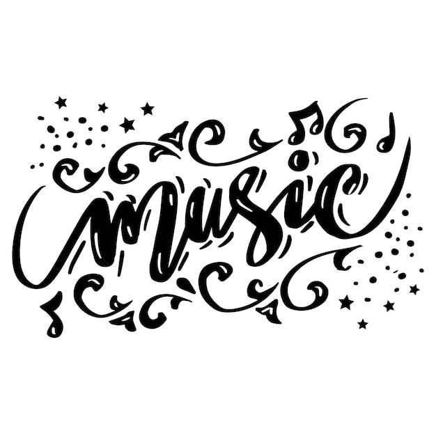 Letras dibujadas a mano con pincel de música