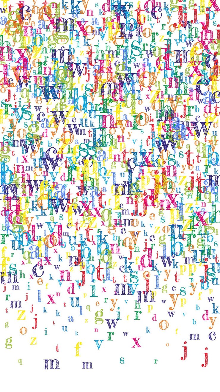Vector letras dispersas del alfabeto latino colorido