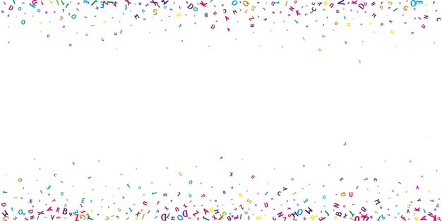 Letras dispersas del alfabeto latino colorido