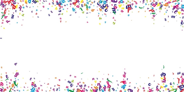 Letras dispersas del alfabeto latino colorido